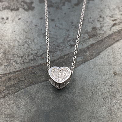 collana in argento 925‰ con cuore pavè di zirconi