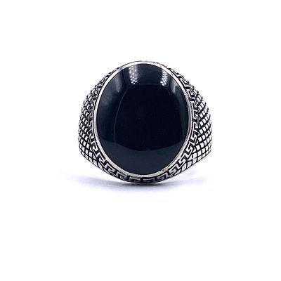 Anello da uomo fatto a mano con pietra verde, anello grande in argento con smeraldo, anello ottomano vintage fatto a mano, regalo per lui, argento sterling 925, regalo per uomo - Italia