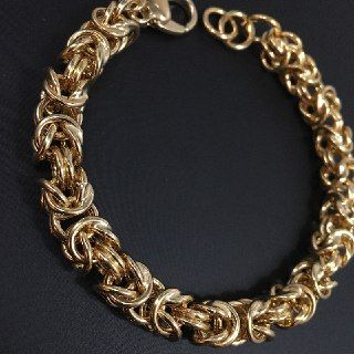 Bracciale in argento dorato 925‰ maglia bizantina 