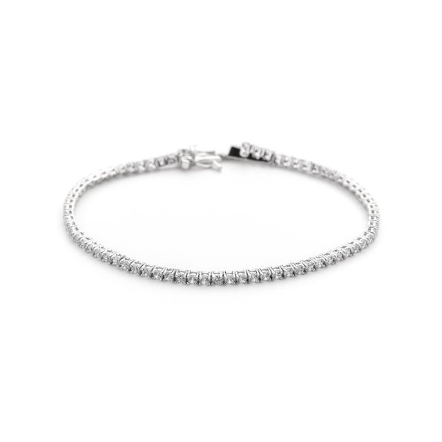 Bracciale tennis sottile in argento con zirconi