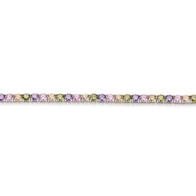 Bracciale tennis in argento con zirconi multicolor