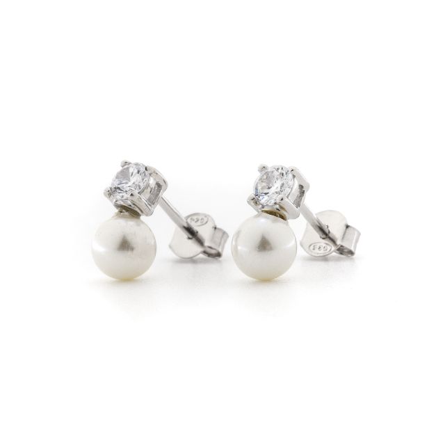 Orecchini a perla con zircone