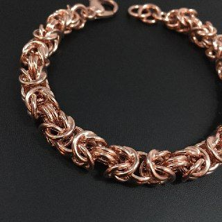 Bracciale in argento rosato 925‰ maglia bizantina 