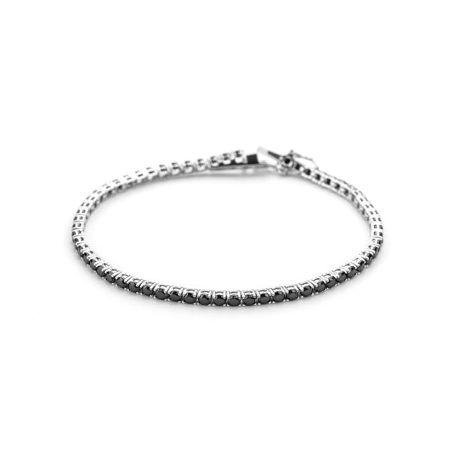 Bracciale tennis in argento con zirconi bianchi e neri