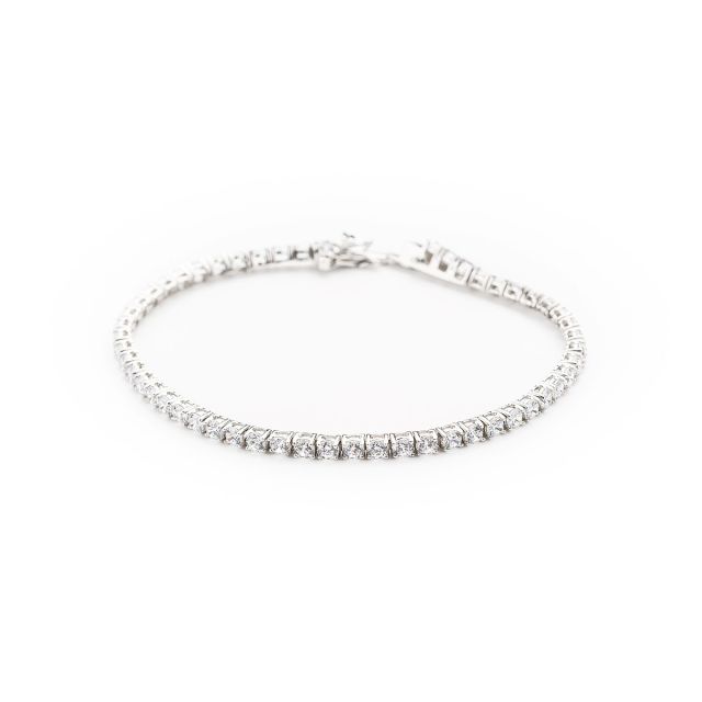 Bracciale tennis in argento con zirconi