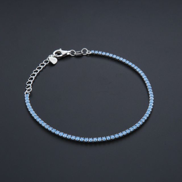 Bracciale tennis argento pietre azzurre