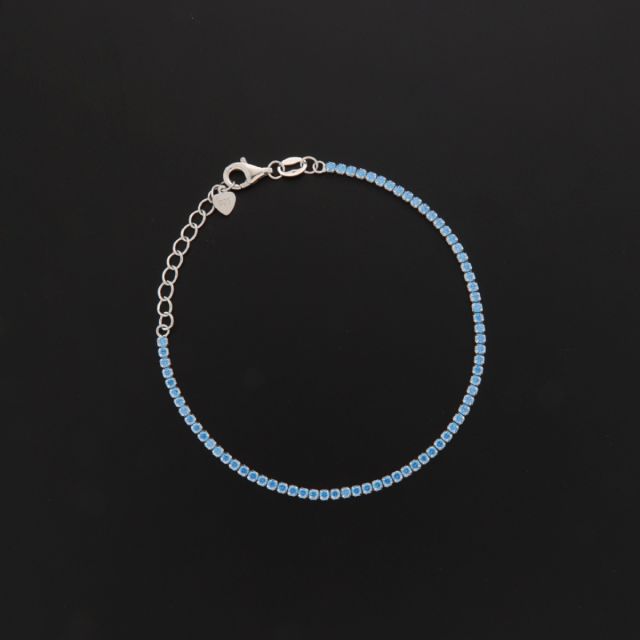 Bracciale tennis argento pietre azzurre