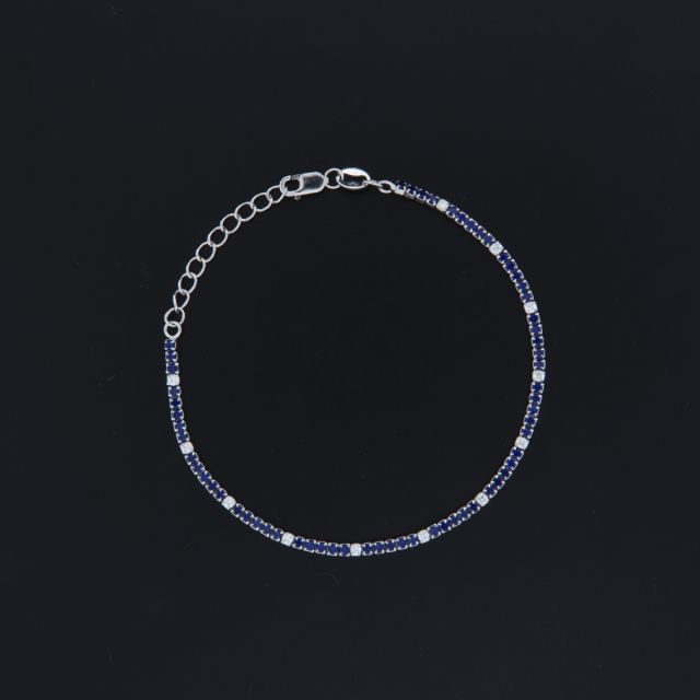 Bracciale tennis argento pietre blu e bianco