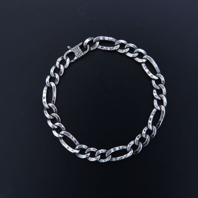 Bracciale maglia alternata martellata in argento 925‰ 