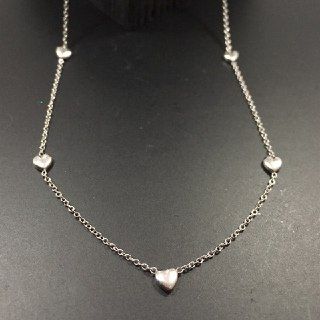 collana in argento 925‰ con cuori alternati