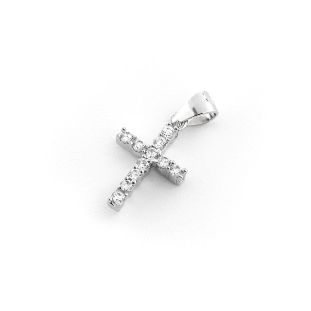 Ciondolo in argento con zirconi a forma di croce