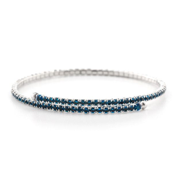 Bracciale tennis rigido in argento con zirconi blu