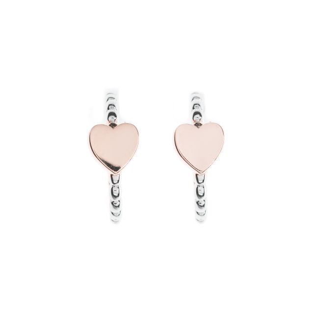Orecchini in argento rosa a cerchio con cuore