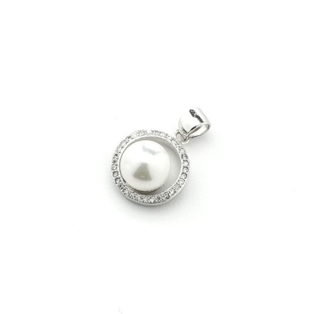Ciondolo in argento con perla e zirconi