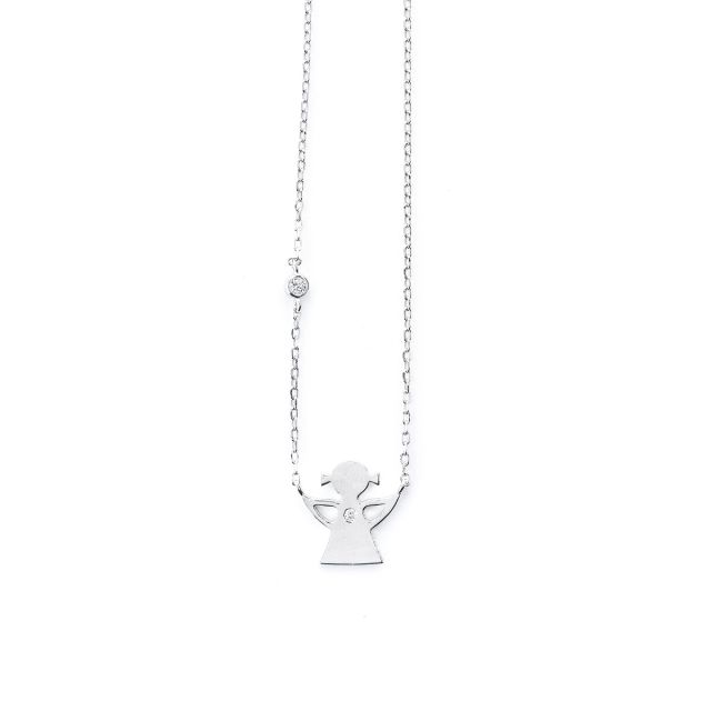 Catenina in argento con bimba e zircone solitario