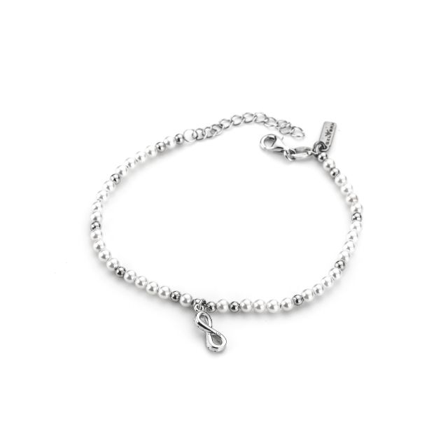 Bracciale con perle e ciondolo con infinito e zirconi