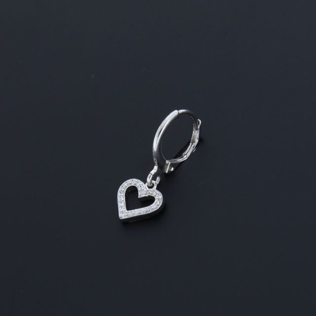 Orecchino cerchio con cuore pendente 