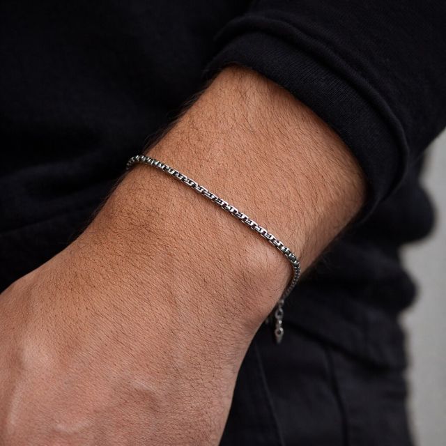 Bracciale in argento 925 maglia veneta stondata 