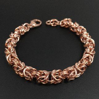 Bracciale in argento rosato 925‰ maglia bizantina 