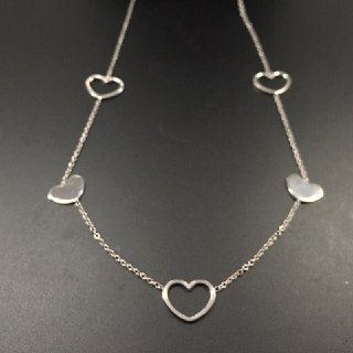 collana in argento 925‰ cinque cuori 