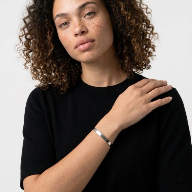 Bracciale in argento rigido lastra personalizzabile