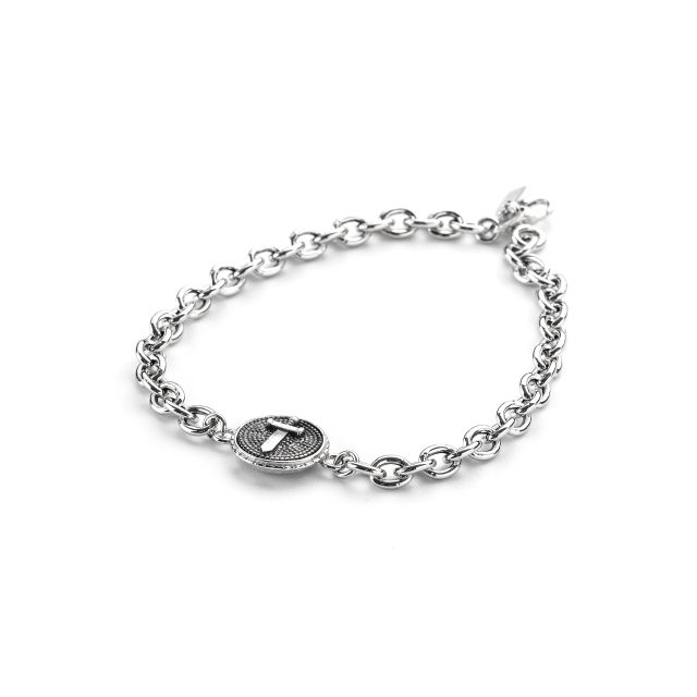 Bracciale in argento con inserto centrale a forma di spada