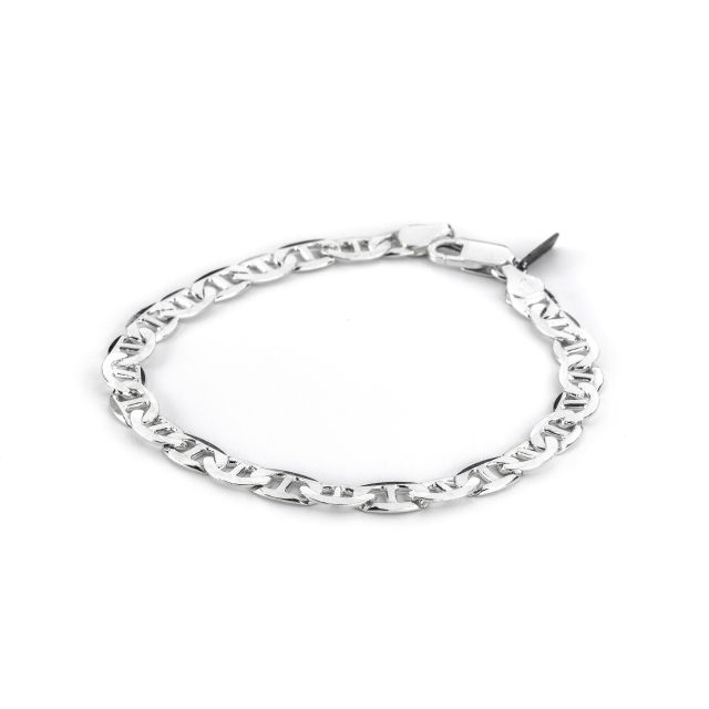 Bracciale in argento a maglia traversino alta