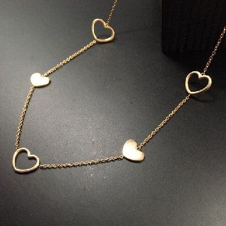 Collana in argento 925‰ cinque cuori dorata