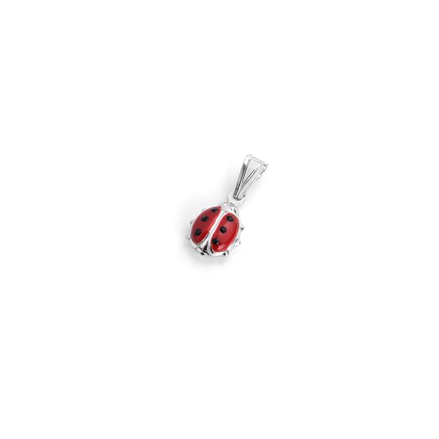 Ciondolo coccinella bombata in argento smaltato