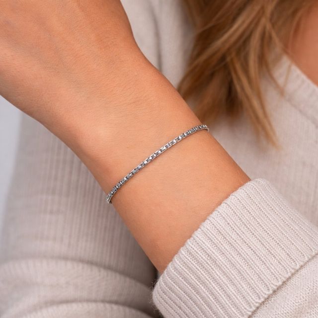 Bracciale in argento maglia veneta stondata