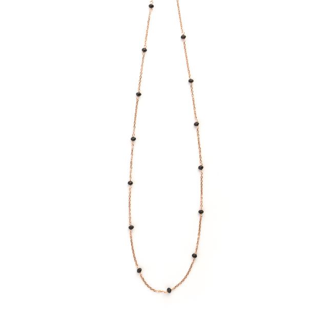 Catenina in argento rosato con zirconi neri