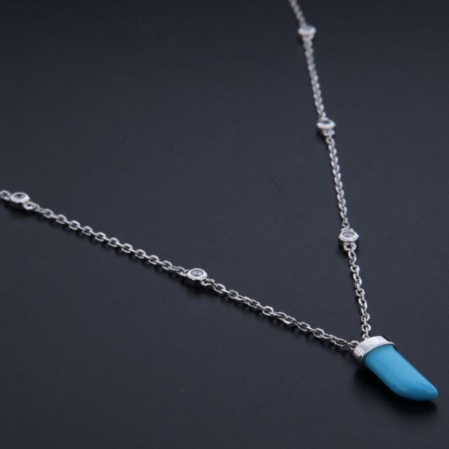 Collana argento 925‰ CORNO TURKESE