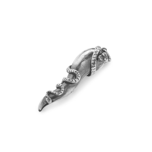 Ciondolo in argento a forma di corno con serpente