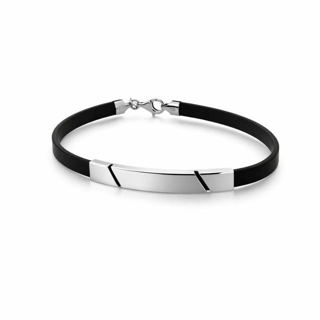 Bracciale in argento 925 e caucciù personalizzabile