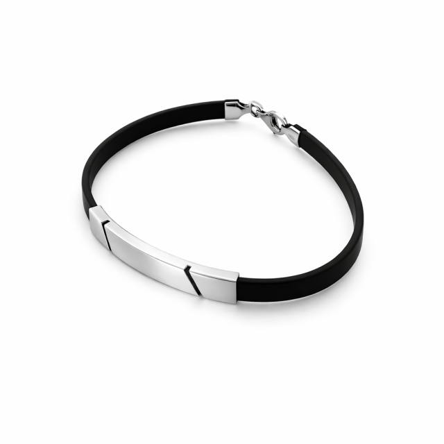 Bracciale in argento 925 e caucciù personalizzabile