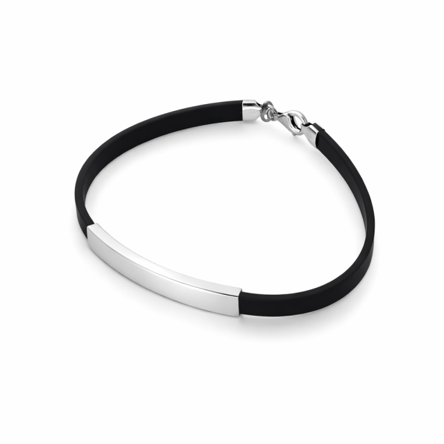 Bracciale in argento 925 e caucciù personalizzabile
