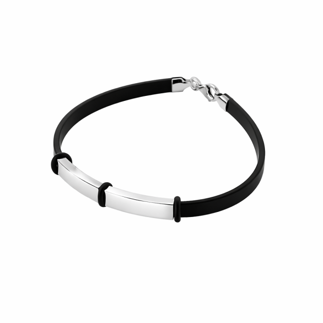 Bracciale in argento 925 e caucciù personalizzabile