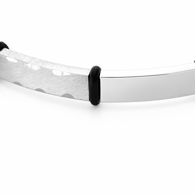 Bracciale in argento 925 e caucciù personalizzabile