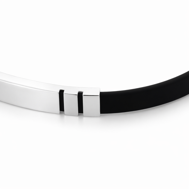 Bracciale in argento 925 e caucciù personalizzabile