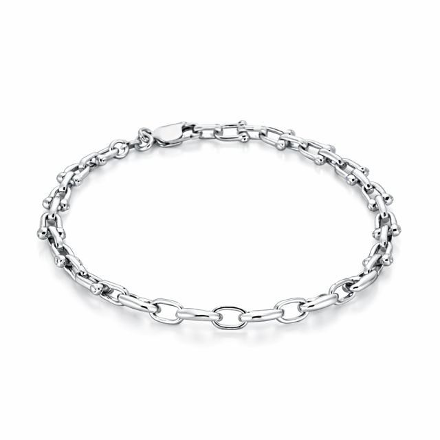 Bracciale in argento maglia marina + staffa