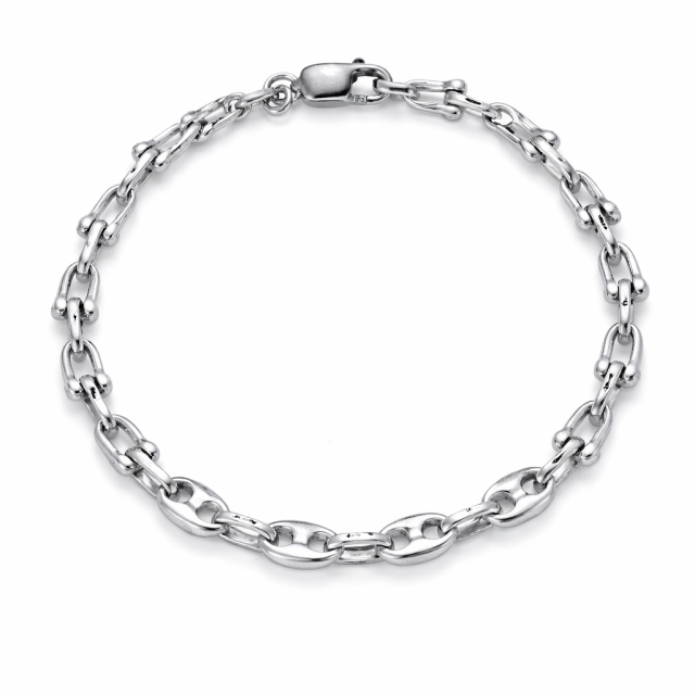 Bracciale in argento maglia marina + staffa