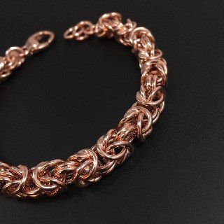 Bracciale in argento rosato 925‰ maglia bizantina 