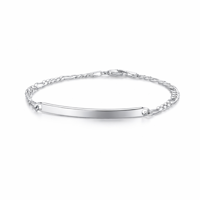 Bracciale in argento 925 maglia figaro con targa personalizzabile