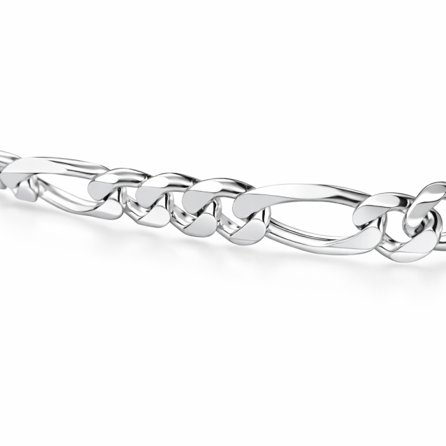 Bracciale in argento 925 maglia figaro con targa personalizzabile