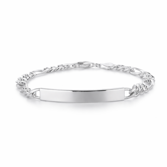 Bracciale in argento 925 maglia figaro con targa personalizzabile