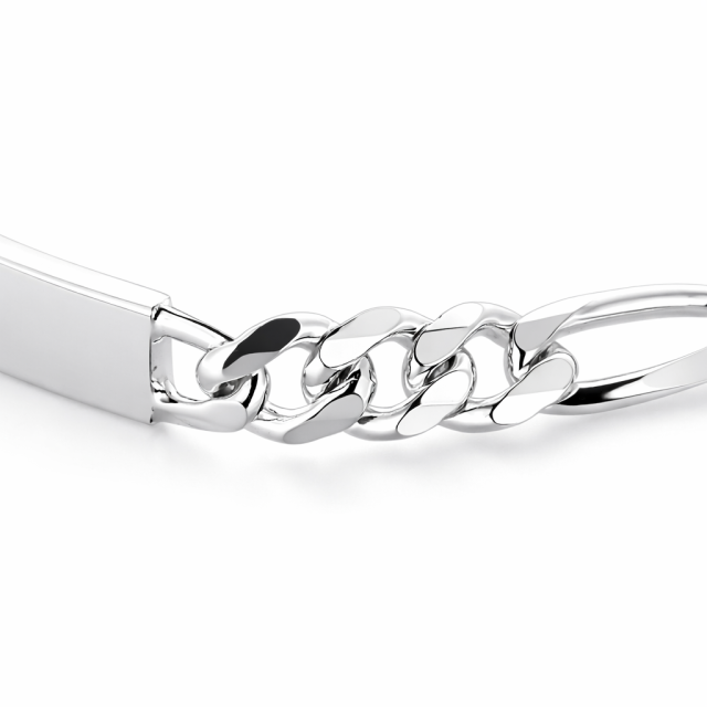 Bracciale in argento 925 maglia figaro con targa personalizzabile