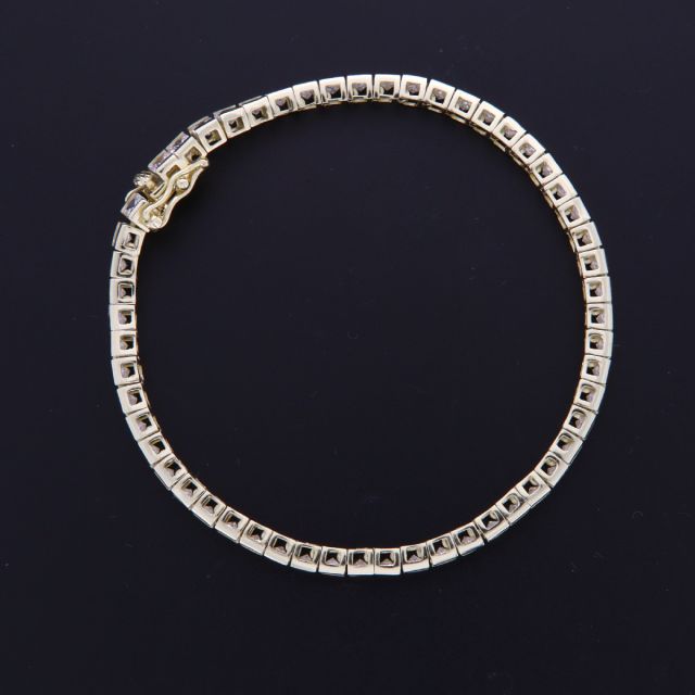 Bracciale tennis argento mm 4 dorato taglio carret 