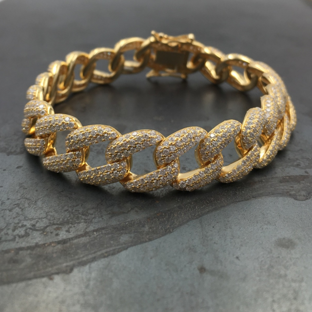 bracciale grumetta in argento 925‰ dorato con pavè di zirconi