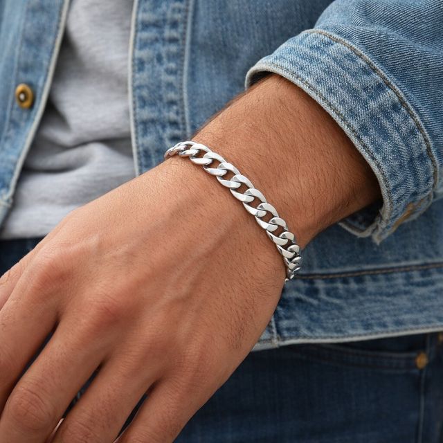 Bracciale in argento 925 maglia cubana-grumetto