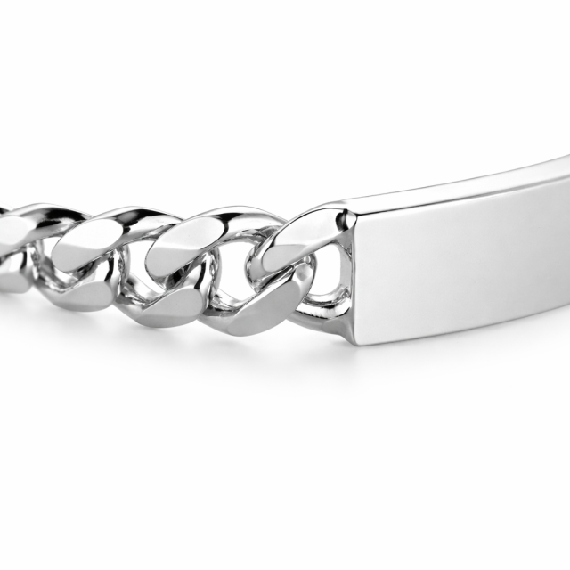 Bracciale in argento 925 maglia cubana-grumetta con targa personalizzabile